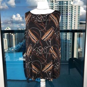 RALPH LAUREN | Silk & Wool Print Top | Brown | 3X